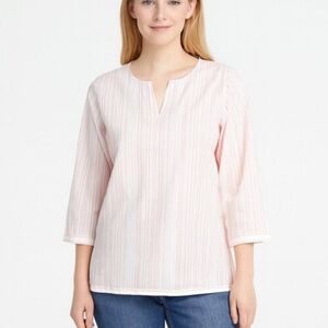 2/$30 UNTUCKit Women's Durfort Striped Peach & White V-Neck Top Size 8